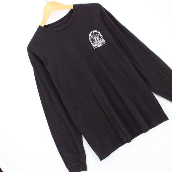 Vans T-shirt Men's Casual Black Long Sleeve Crewneck Big Logo Graphic Size L - Picture 3 of 9